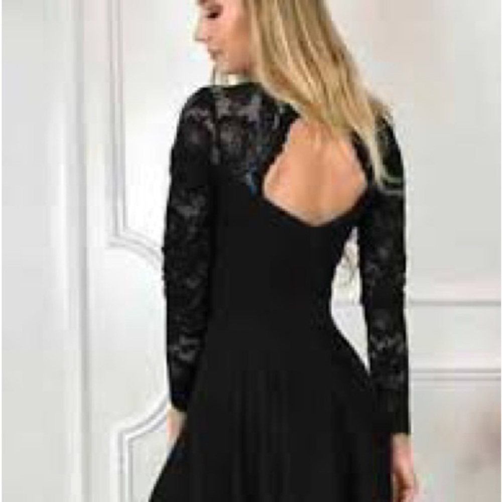 TRIPP NYC Daang Goodman Black Hi-Lo Lace Hem Dress Mock Neck Gothic Size S - Picture 5 of 10
